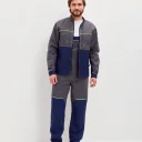 Костюм Волна (полукомбинезон+куртка) (тк.35% хлопок, 65% пэ), синий/серый