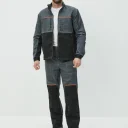 Костюм Волна (брюки+куртка) (тк.35% хлопок, 65% пэ), черный/серый