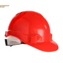 Каска защитная ЕЛАНПЛАСТ ЕВРОПА-ЛЮКС красная (ленточное оголовье, храповый механизм)