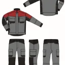 Костюм "ГОРОД" куртка/брюки, цвет: Т.СЕРЫЙ/ЧЕРНЫЙ/КРАСНЫЙ