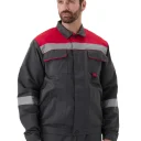 Костюм "ЛЕГИОН" куртка/полукомбинезон, цвет: Т.СЕРЫЙ/КРАСНЫЙ, ткань: ТВИЛ-250