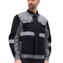 Костюм "РЕСПЕКТ" куртка/полукомб. цвет: ЧЕРНЫЙ/СЕРЫЙ