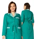 Халат женский "Хозяюшка" зелёный/полоска