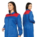 Халат женский "Пантеон" василёк/красный из облегченной ткани