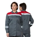 Костюм женский "Пантеон" серый/красный (куртка и брюки)