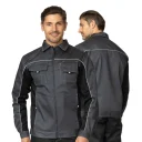 Куртка мужская летняя "Люкс" серый/чёрный/чёрный со светоотражающим кантом