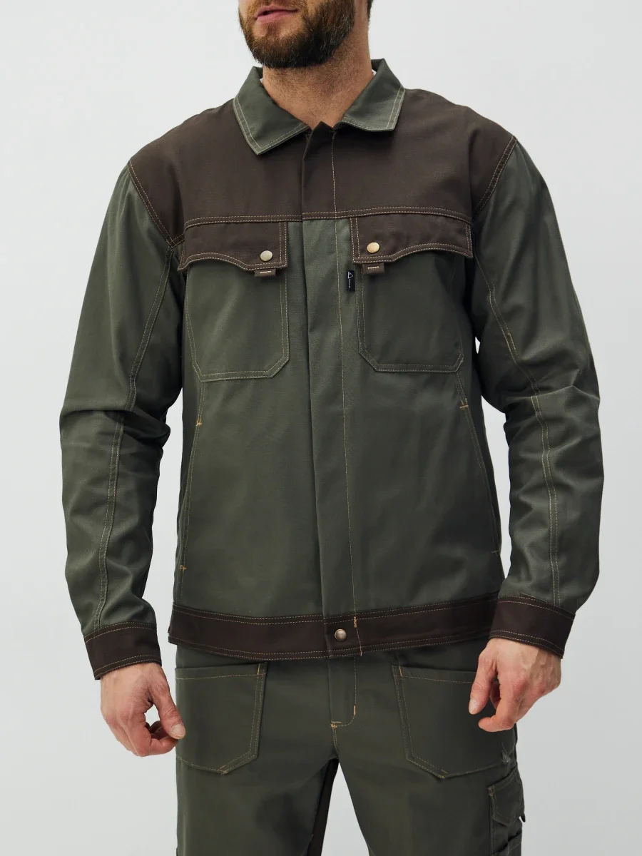 Куртка Канзас (тк.100% хлопок), хаки/коричневый - фото 3