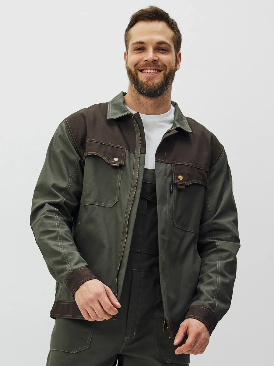 Куртка Канзас (тк.100% хлопок), хаки/коричневый - фото 8