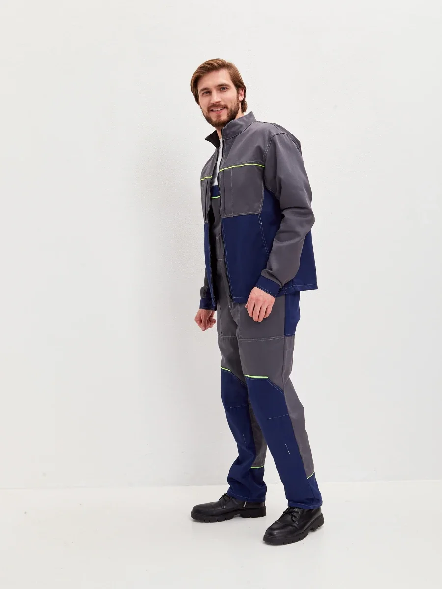 Костюм Волна (полукомбинезон+куртка) (тк.35% хлопок, 65% пэ), синий/серый - фото 14