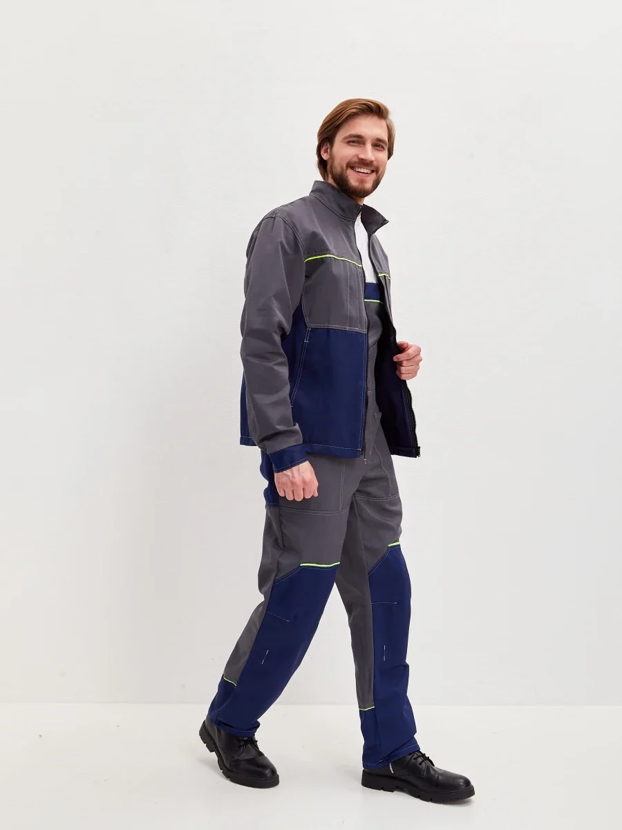 Костюм Волна (полукомбинезон+куртка) (тк.35% хлопок, 65% пэ), синий/серый - фото 19