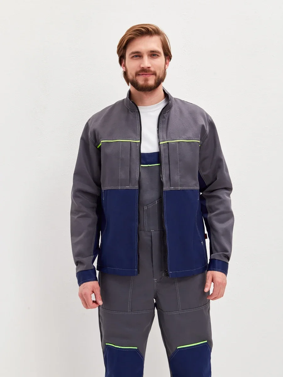 Костюм Волна (полукомбинезон+куртка) (тк.35% хлопок, 65% пэ), синий/серый - фото 21