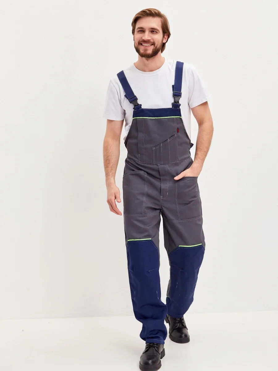 Костюм Волна (полукомбинезон+куртка) (тк.35% хлопок, 65% пэ), синий/серый - фото 6