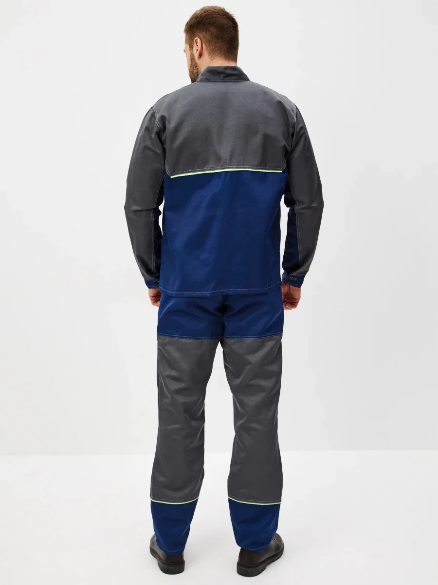 Костюм Волна (брюки+куртка) (тк.35% хлопок, 65% пэ), синий/серый - фото 5
