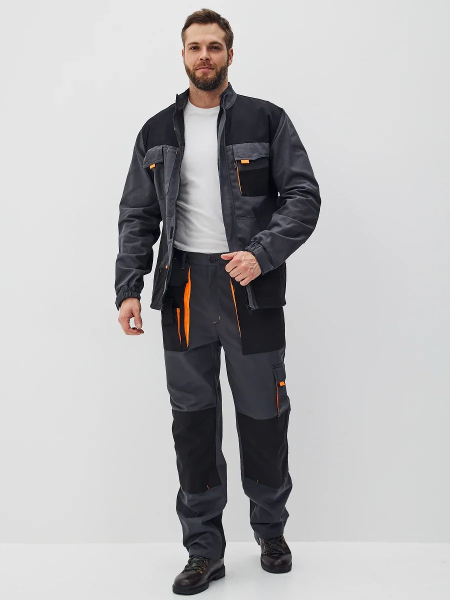 Костюм Босфор (брюки+куртка) хлопок 100%, черный/серый - фото 2