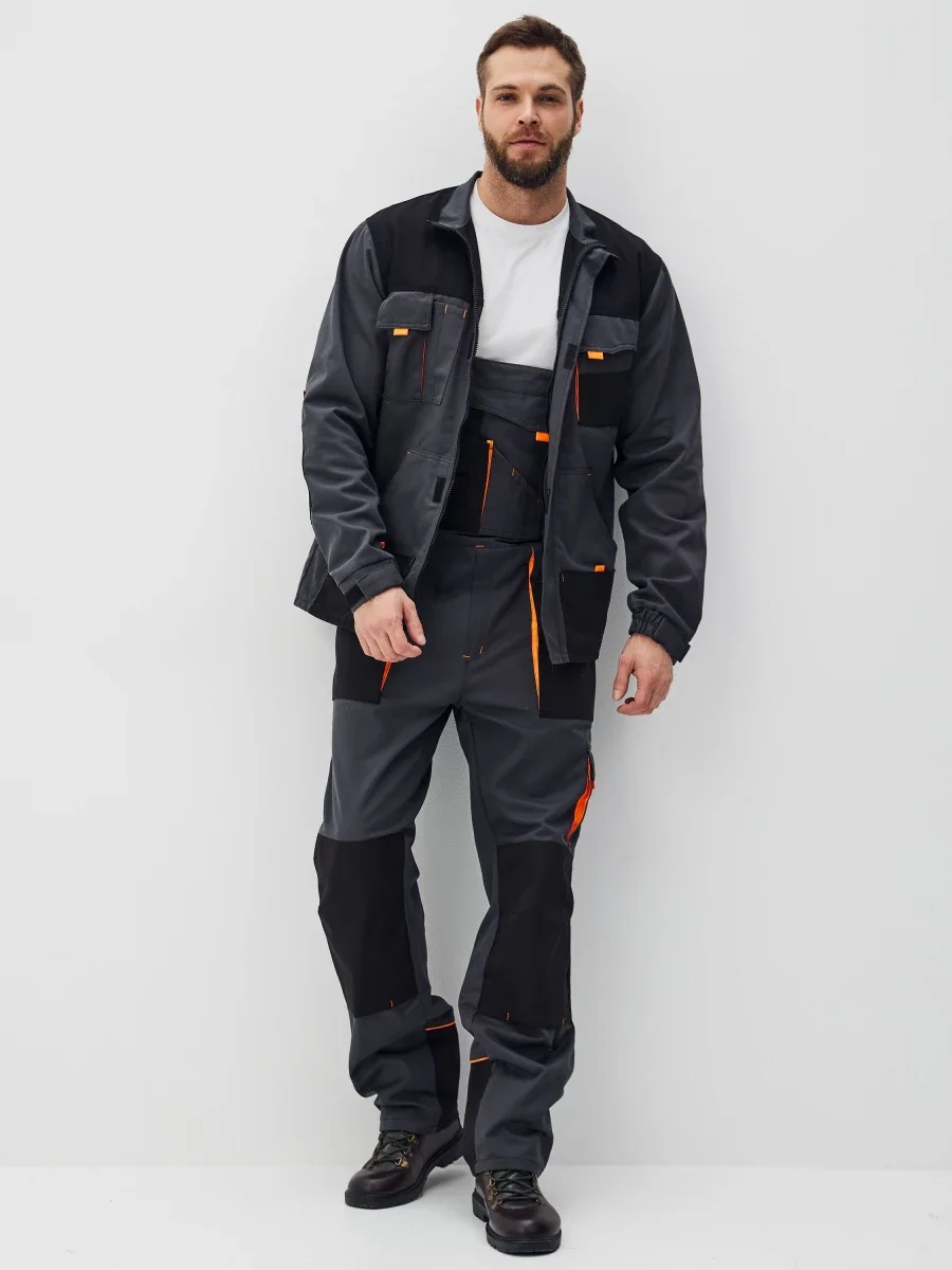 Костюм Босфор (полукомбинезон+куртка) хлопок 100%, черный/серый - фото 8