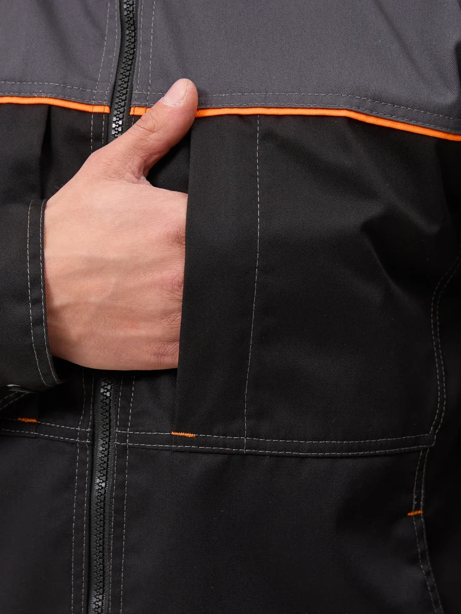 Куртка Волна-2 (35% хлопок, 65% пэ), серый/черный - фото 5