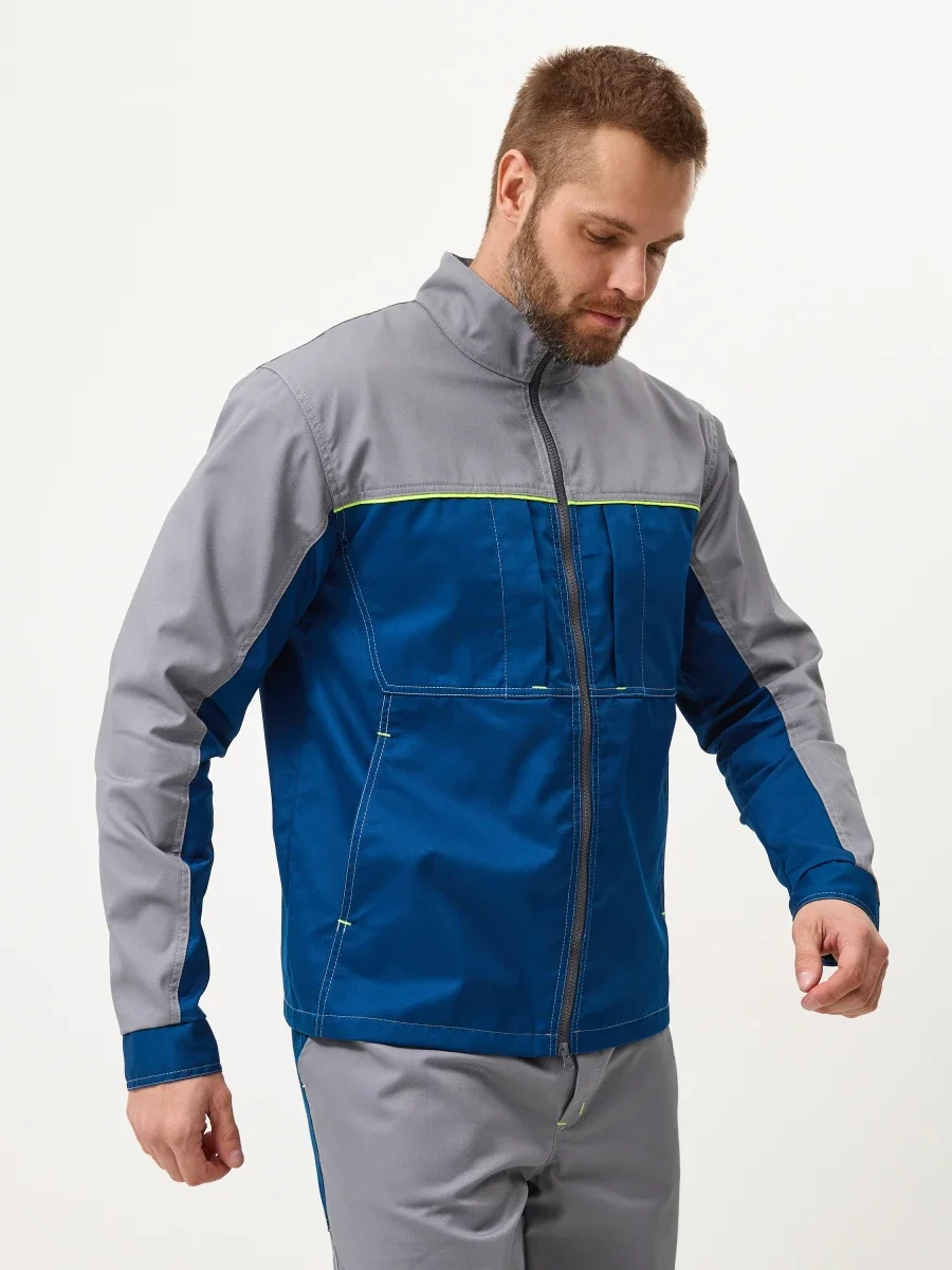 Куртка Волна-2 (35% хлопок, 65% пэ), серый/синий - фото 10