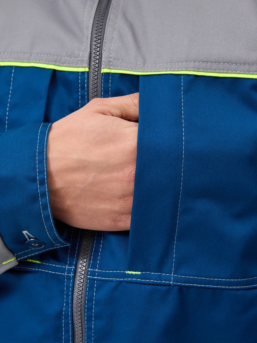 Куртка Волна-2 (35% хлопок, 65% пэ), серый/синий - фото 5