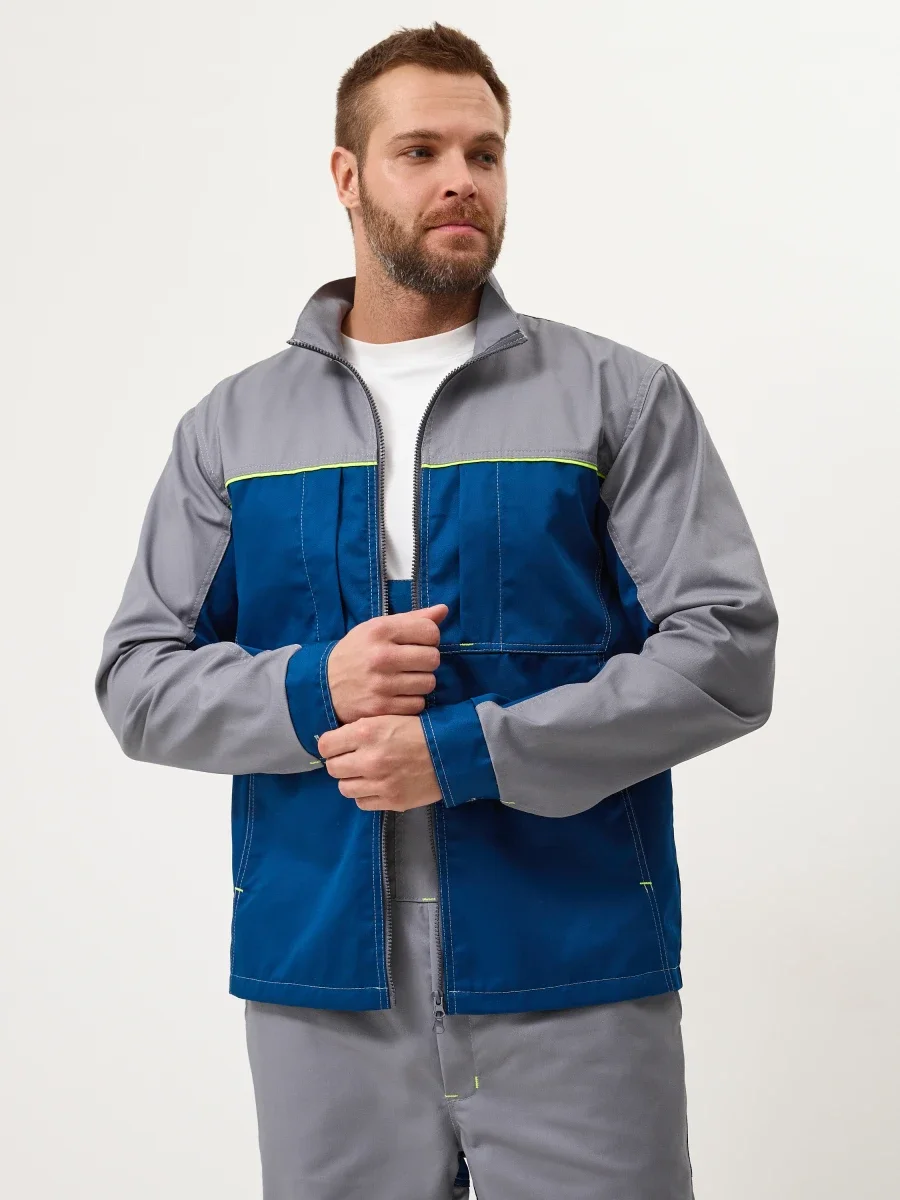 Куртка Волна-2 (35% хлопок, 65% пэ), серый/синий - фото 8
