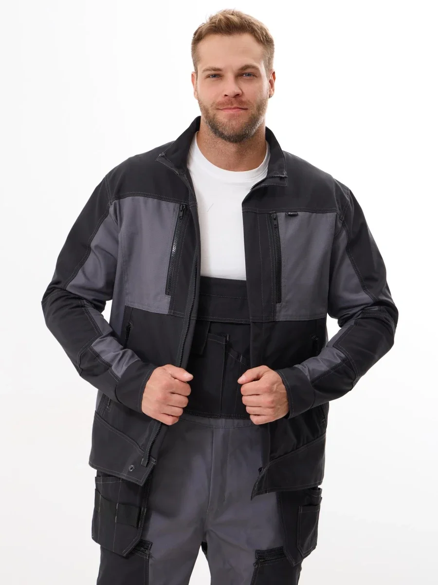 Куртка Крафт (тк.60% хл 40% пэ), серый/черный - фото 1