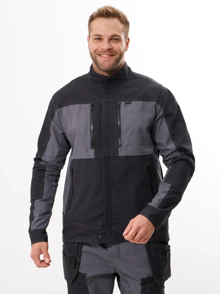 Куртка Крафт (тк.60% хл 40% пэ), серый/черный - фото 3