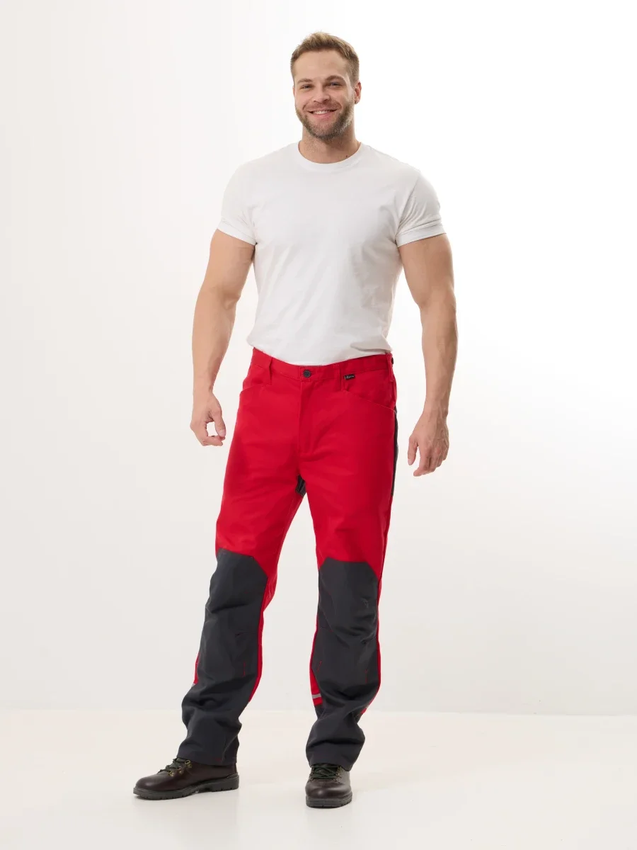 Брюки Корнет (100% хлопок), красный/серый - фото 11