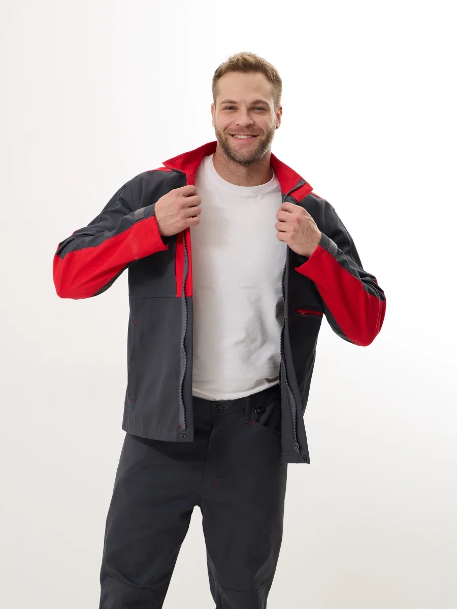 Куртка Корнет (100% хлопок), серый/красный - фото 13