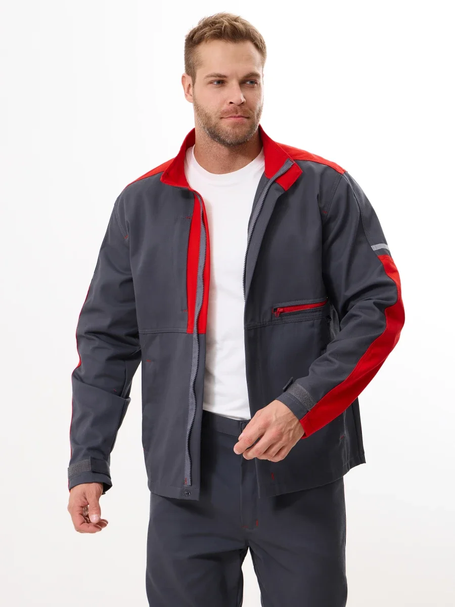Куртка Корнет (100% хлопок), серый/красный - фото 4