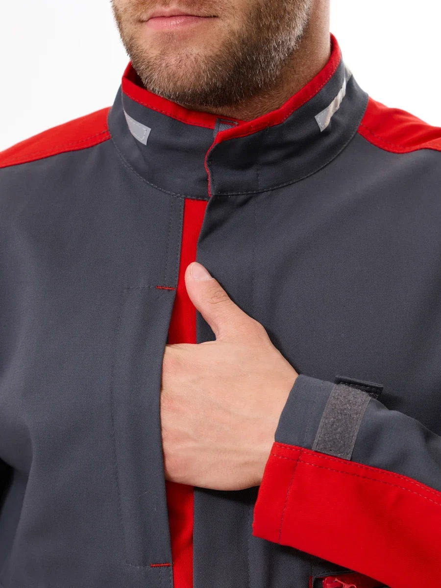 Куртка Корнет (100% хлопок), серый/красный - фото 9