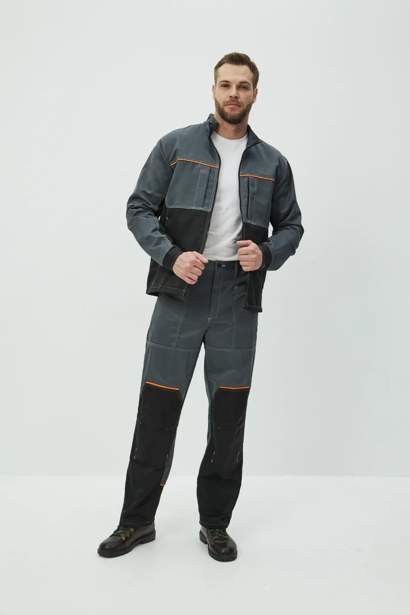 Костюм Волна (брюки+куртка) (тк.35% хлопок, 65% пэ), черный/серый - фото 3