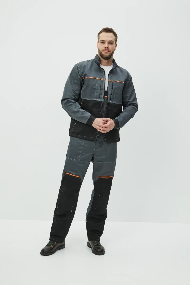 Костюм Волна (полукомбинезон+куртка) (тк.35% хлопок, 65% пэ), черный/серый - фото 3