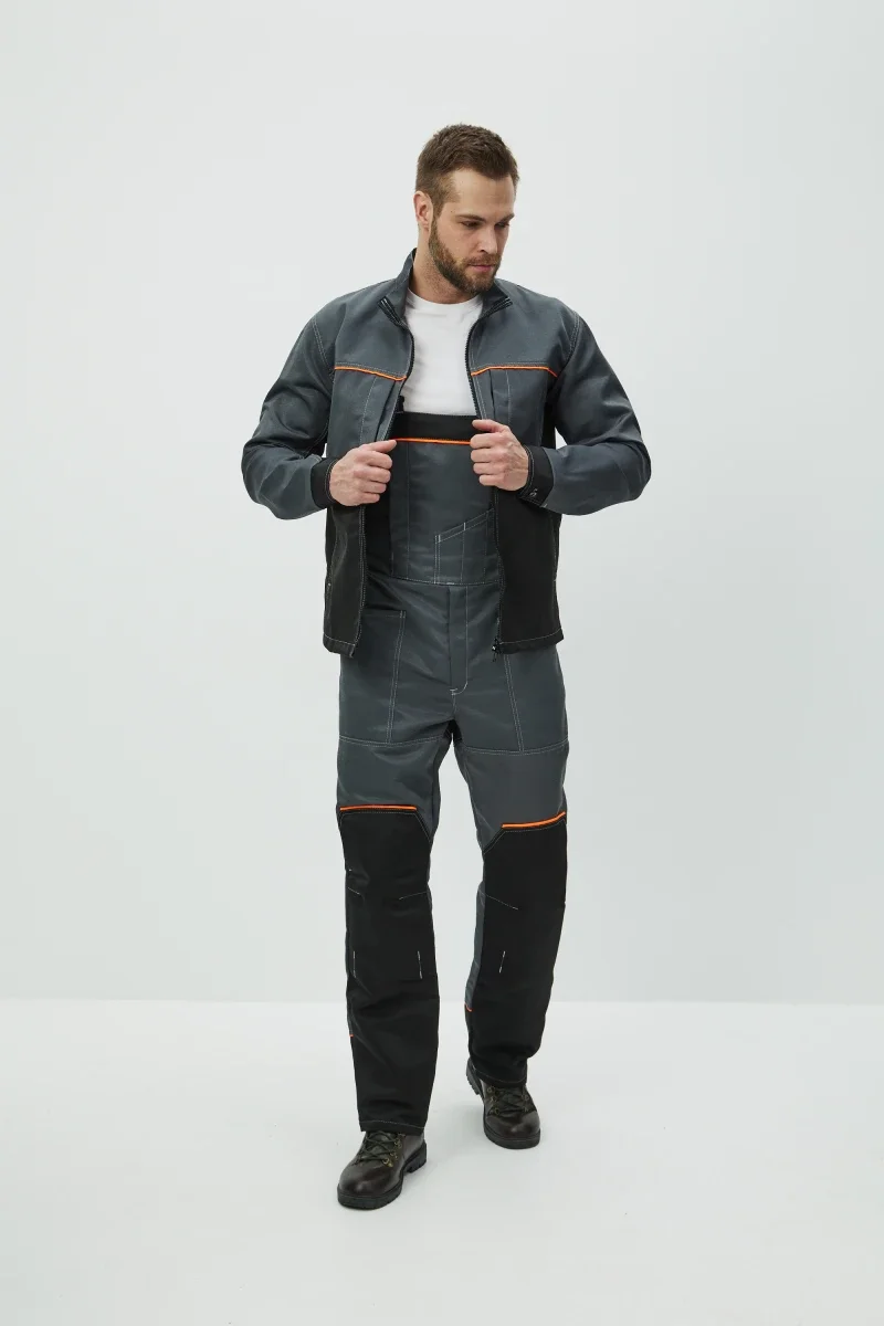 Костюм Волна (полукомбинезон+куртка) (тк.35% хлопок, 65% пэ), черный/серый - фото 4