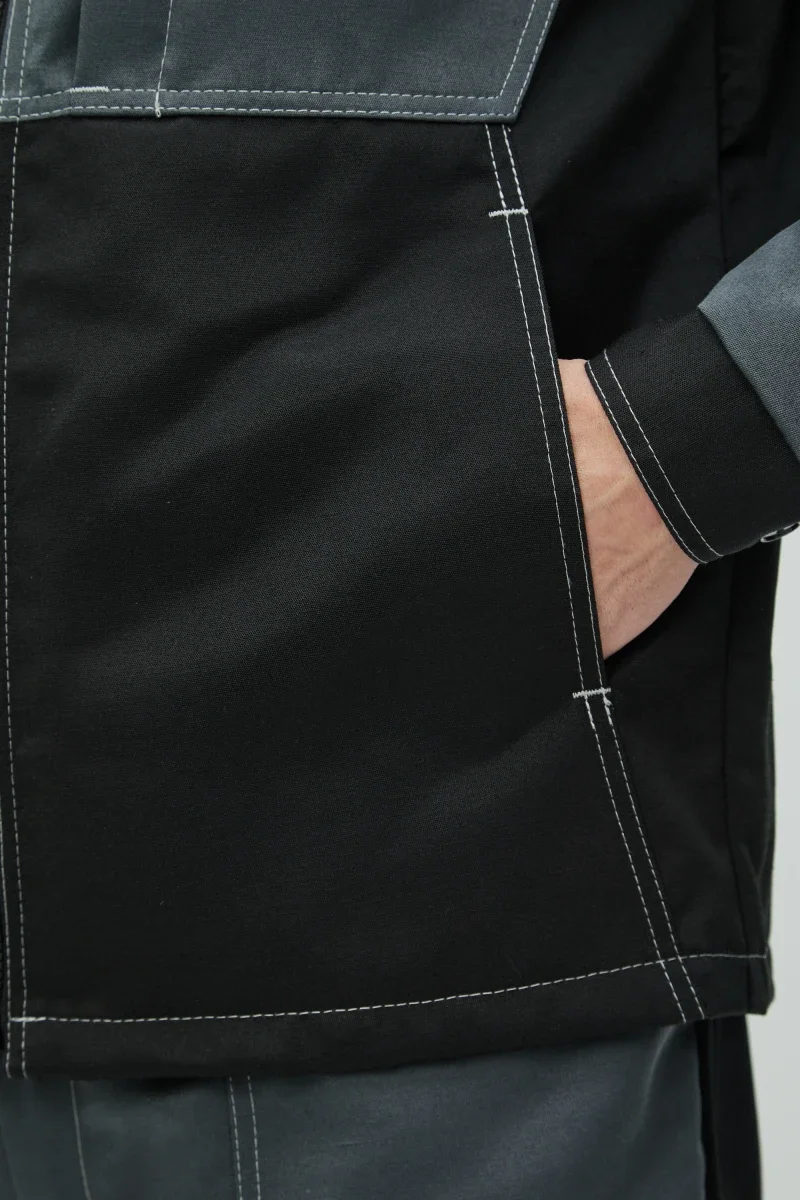 Костюм Волна (полукомбинезон+куртка) (тк.35% хлопок, 65% пэ), черный/серый - фото 8