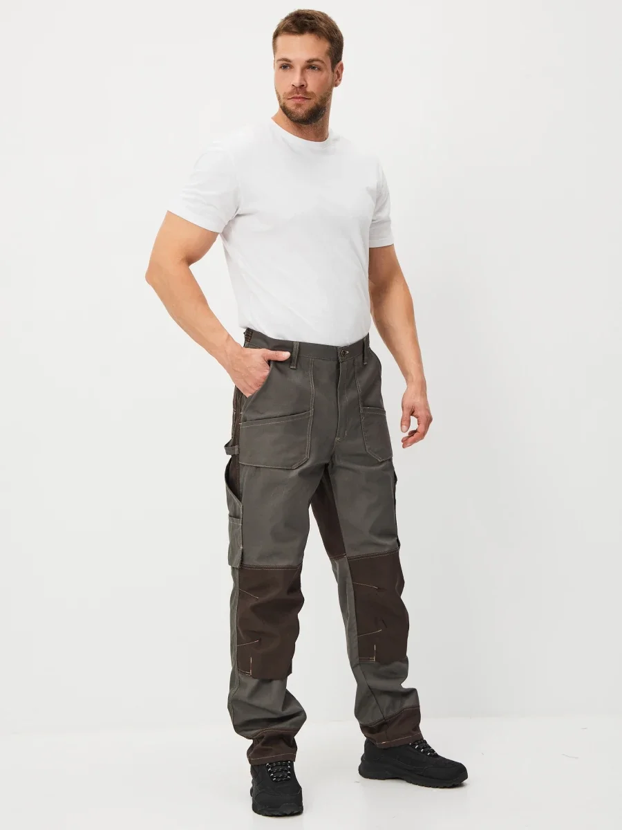 Брюки Канзас (тк.100% хлопок), хаки/коричневый - фото 2