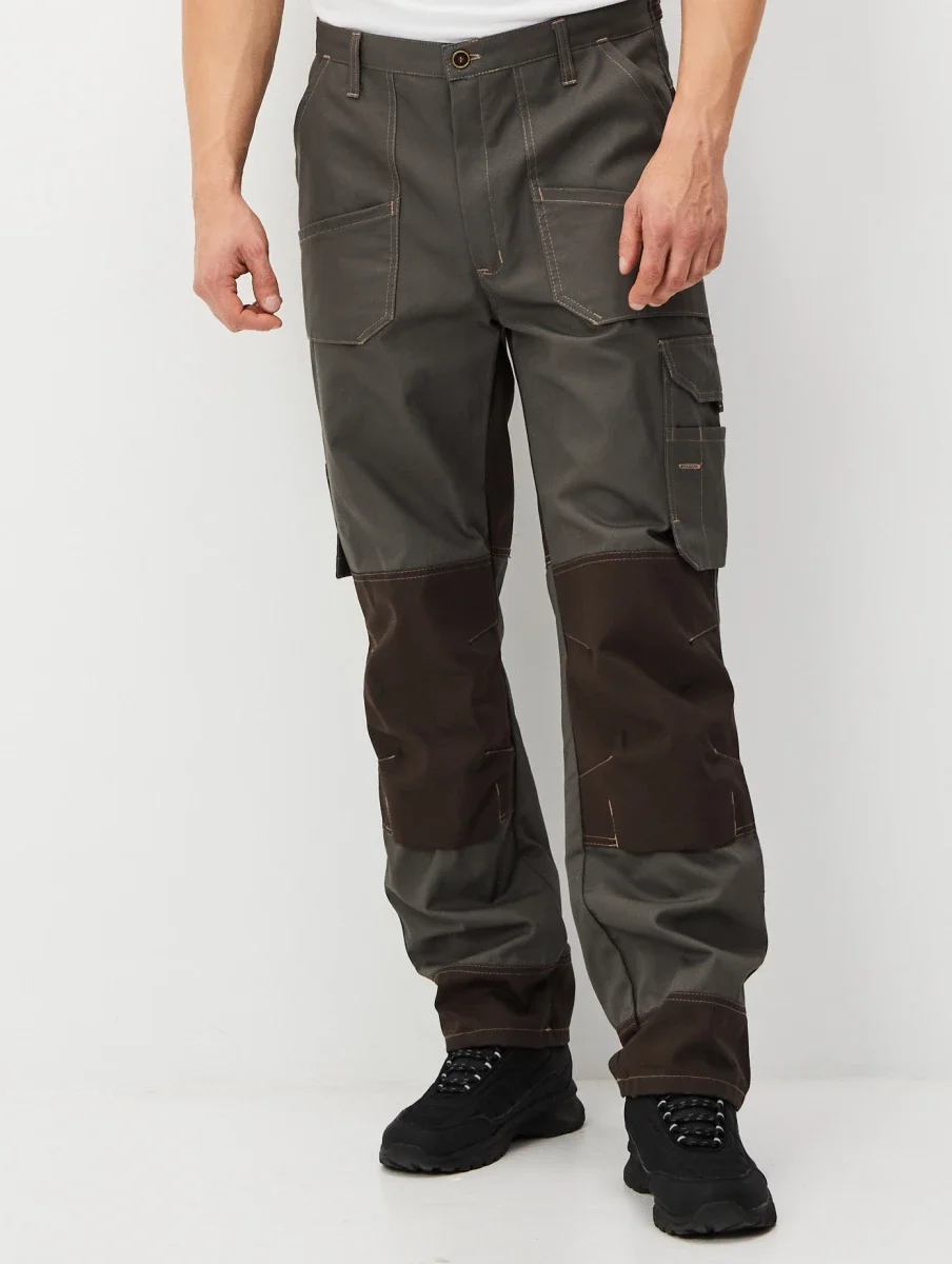 Брюки Канзас (тк.100% хлопок), хаки/коричневый - фото 4