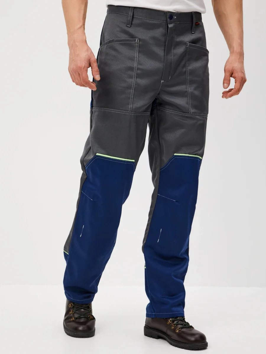 Брюки Волна (тк.35% хлопок, 65% пэ), серые/синий - фото 3