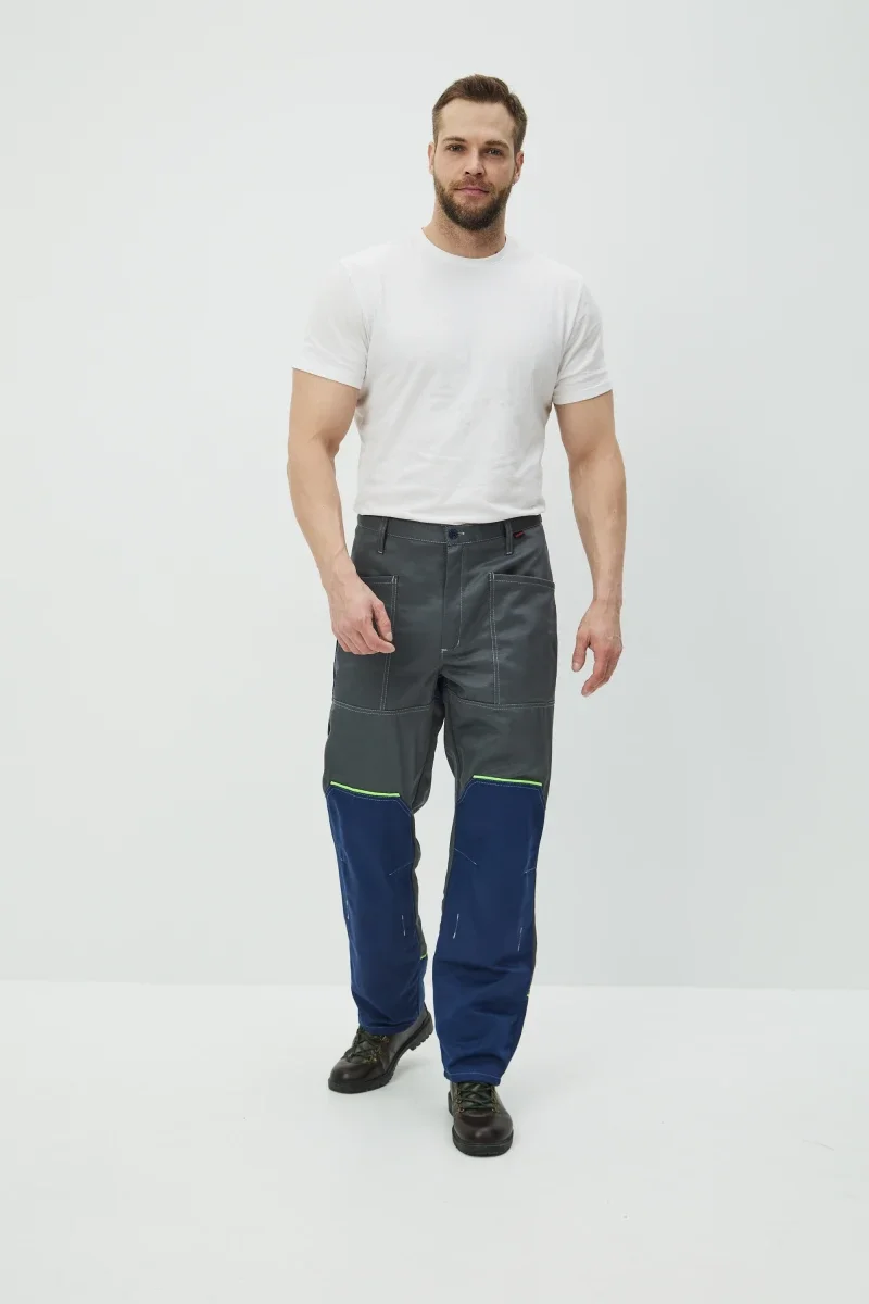 Брюки Волна (тк.35% хлопок, 65% пэ), серые/синий - фото 6