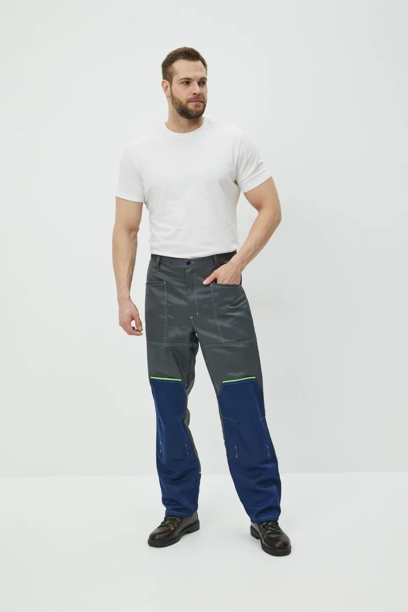 Брюки Волна (тк.35% хлопок, 65% пэ), серые/синий - фото 7