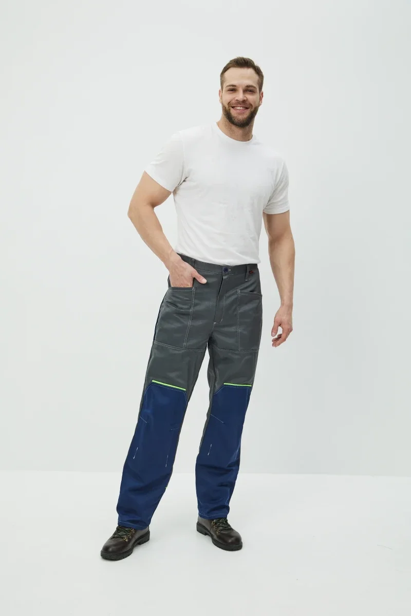 Брюки Волна (тк.35% хлопок, 65% пэ), серые/синий - фото 8