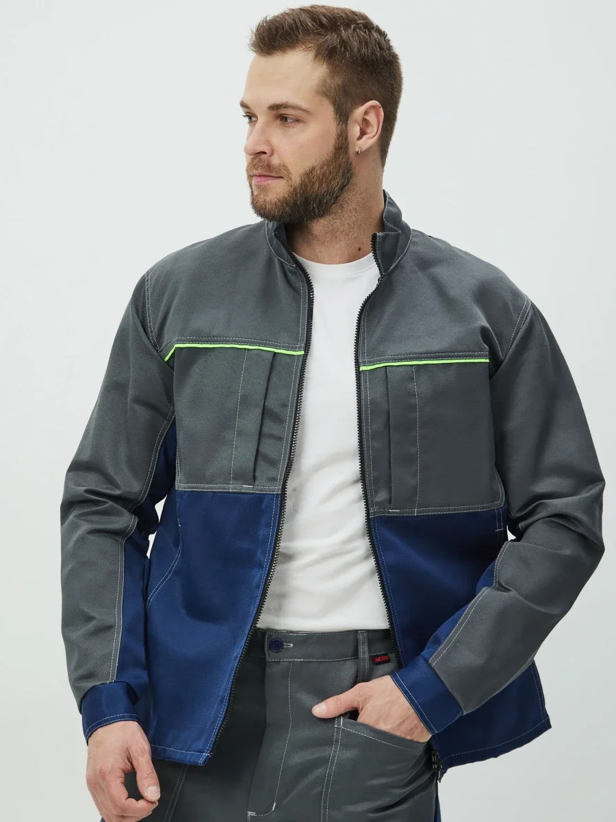 Куртка Волна (35% хл.65% пэ), серый/синий - фото 4