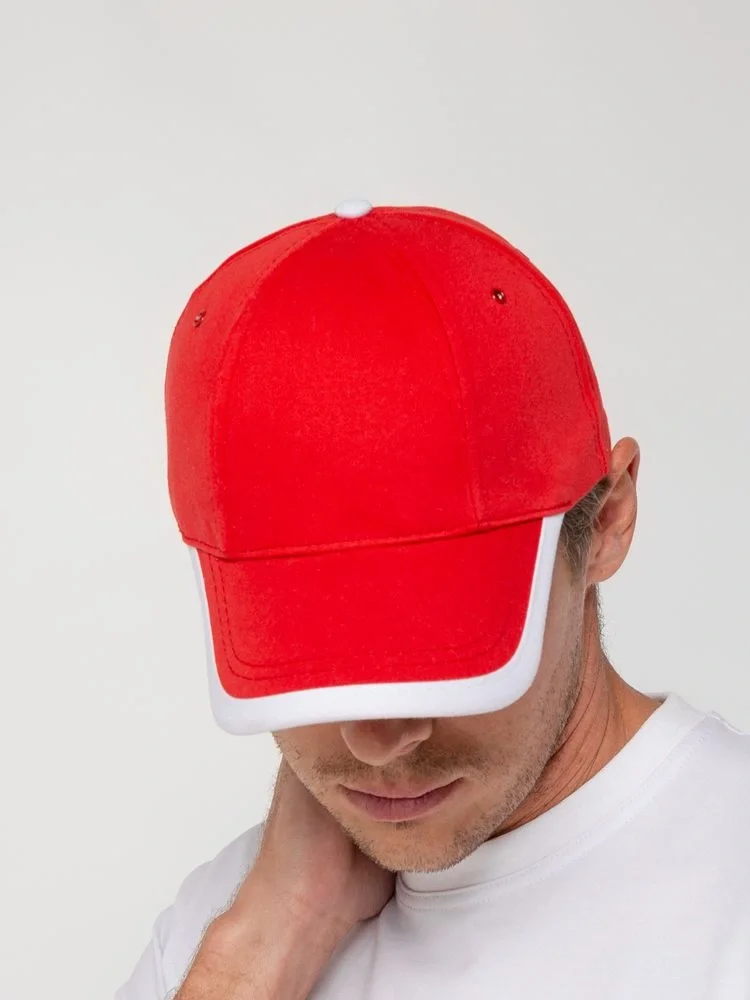 Бейсболка Honor, красная с белым кантом - фото 5