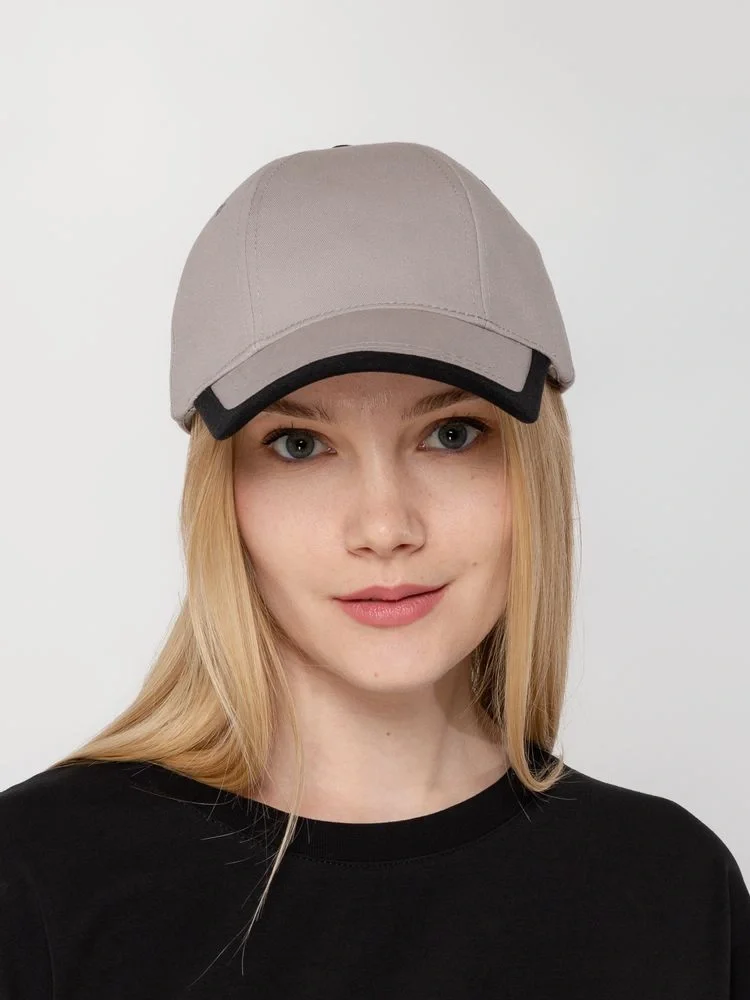 Бейсболка Honor, серая с черным кантом - фото 7