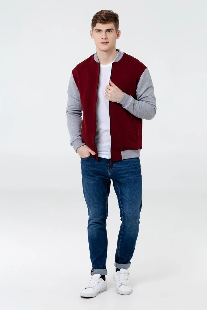 Бомбер College, бордовый - фото 7