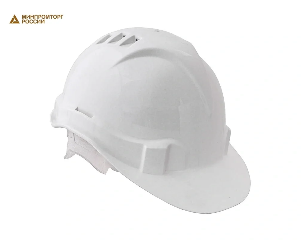 Каска защитная ЕЛАНПЛАСТ ЕВРОПА белая (ленточное оголовье) - фото 1