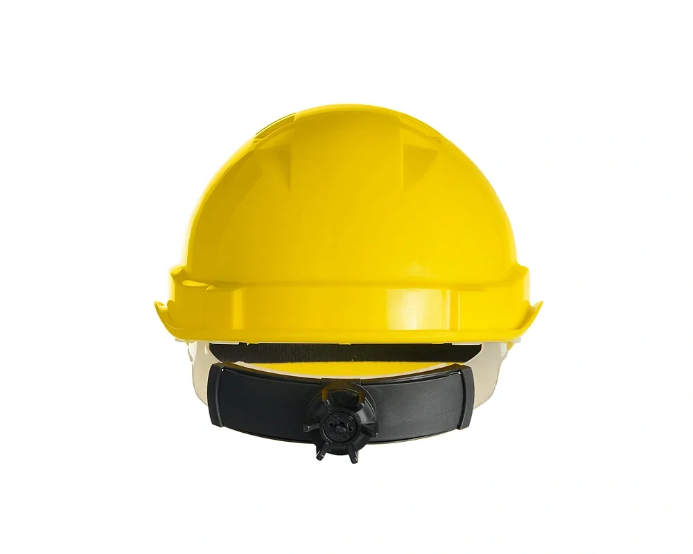 Каска защитная ЕЛАНПЛАСТ ЕВРОПА-ЛЮКС желтая (ленточное оголовье, храповый механизм) - фото 4