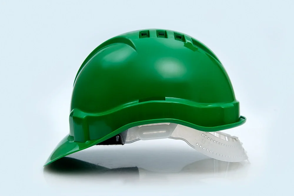 Каска защитная ЕЛАНПЛАСТ ЕВРОПА зеленая (ленточное оголовье) - фото 2