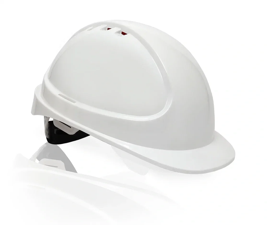 Каска защитная ЕЛАНПЛАСТ ФОРВАРД со встроенными очками белая - фото 3