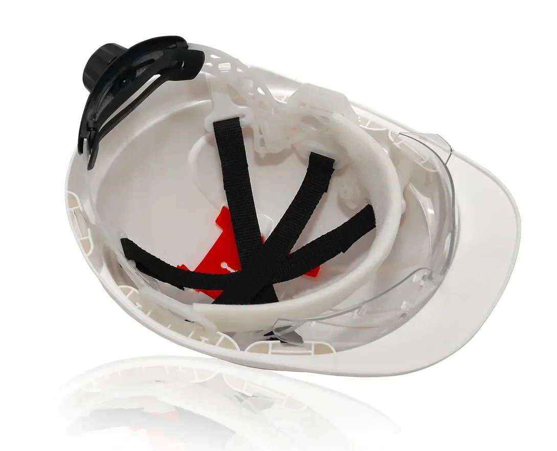 Каска защитная ЕЛАНПЛАСТ ФОРВАРД со встроенными очками желтая - фото 2