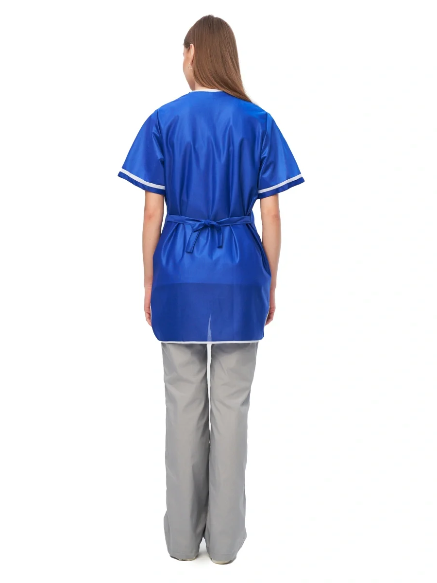 Халат женский нейлоновый (кор. рукав) васильковый - фото 4