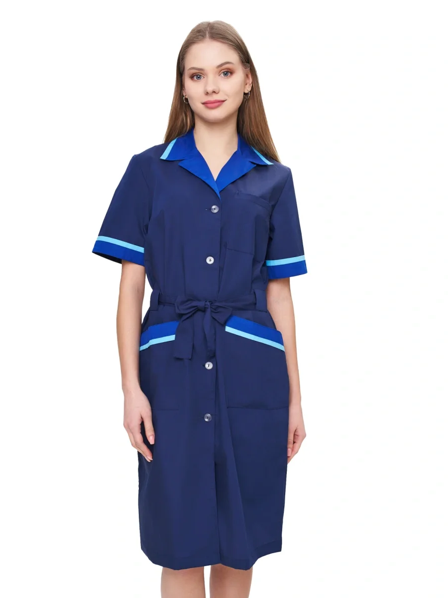 Халат женский "Прибой" цвет т.синий/васильковый/голубой - фото 1